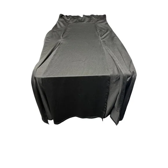 Black Halter Midi Dress With Adjustable Tie Back & Deep V-Neckline 95% Polyester - Picture 9 of 10